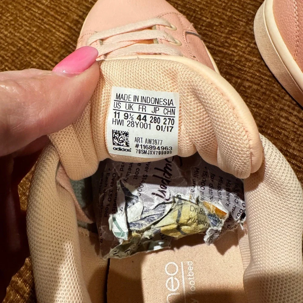 Adidas Neo Advantage Cloudfoam Pink Pebbled Leather Sneakers AW3977 Womens 11